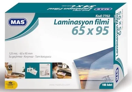 MAS LAMİNASYON FİLMİ 125 MIC 65X95 7702
