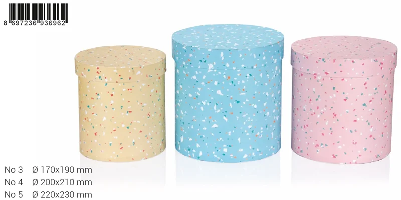 GIPTA KUTU SETİ 3 LÜ PASTEL TERAZZO SİLİNDİR BX69620