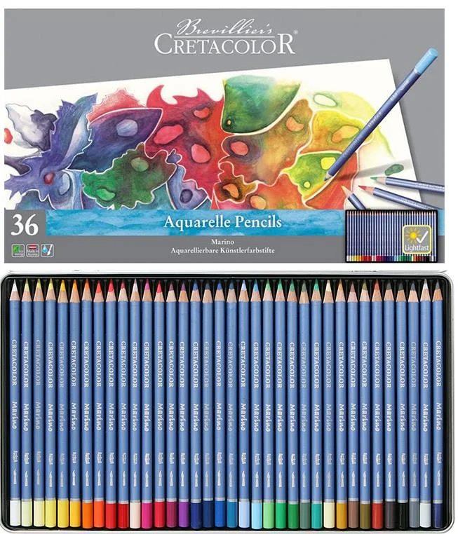 CRETACOLOR MARİNO SULANDIRILABİLİR KURU BOYA KALEM SETİ 36 RENK METAL KUTU 24036