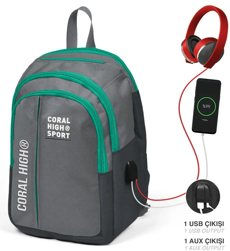 YAYGAN ÇANTA SIRT CORAL HIGH SPORT USB+AUX SOKETLİ 23243