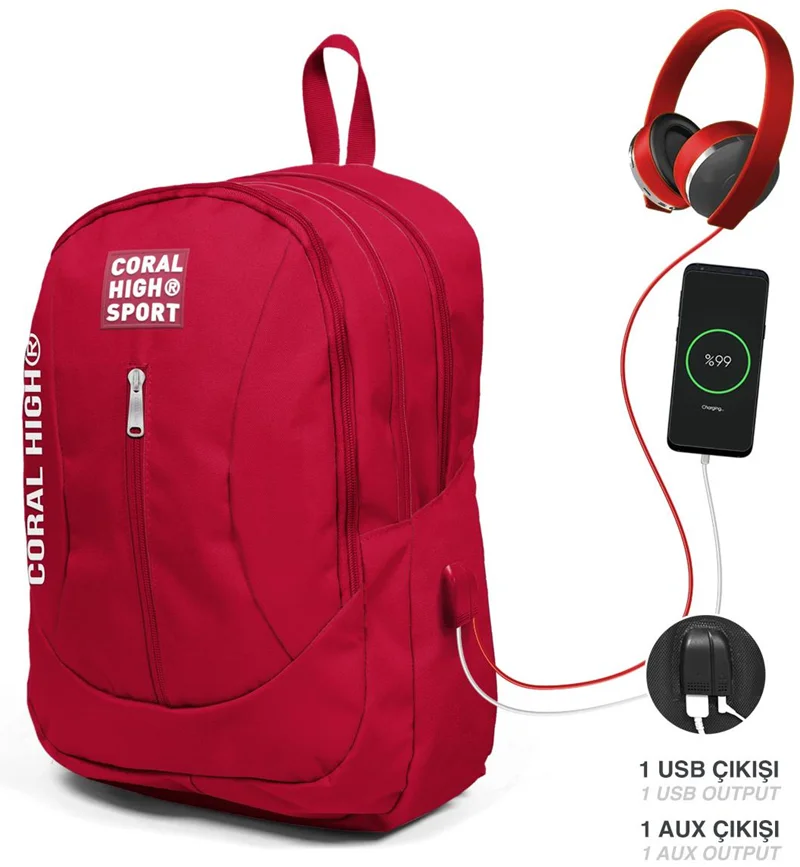 YAYGAN ÇANTA SIRT CORAL HIGH SPORT USB+AUX SOKETLİ 23451