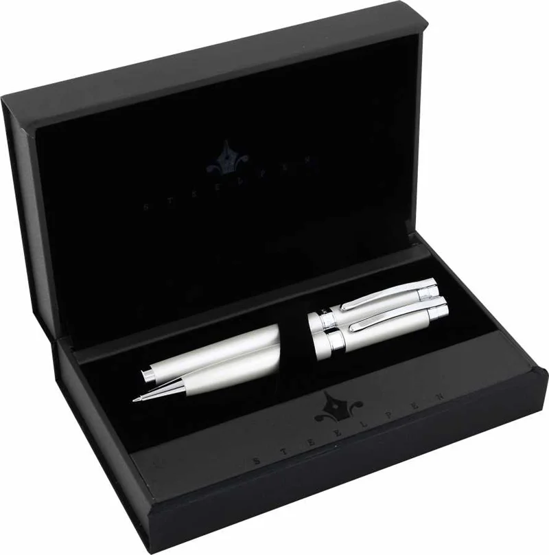 STEELPEN DOLMA KALEM+TÜKENMEZ KALEM SET CAPITAL SERİSİ BEYAZ 287W-DT