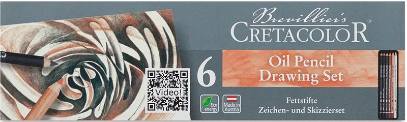 CRETACOLOR OİL PENCİLS DRAWİNG SET YAĞLI ÇİZİM KALEMLERİ 6'LI METAL KUTU 40007