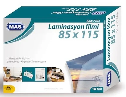 MAS LAMİNASYON FİLMİ 125 MIC 85X115 7704