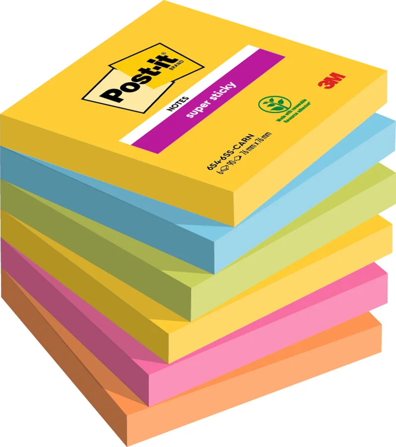 POST-IT YAPIŞKANLI NOT KAĞIDI SS CARNIVAL 76x76 90 YP 6 LI PAKET 654-6SS 550600510100