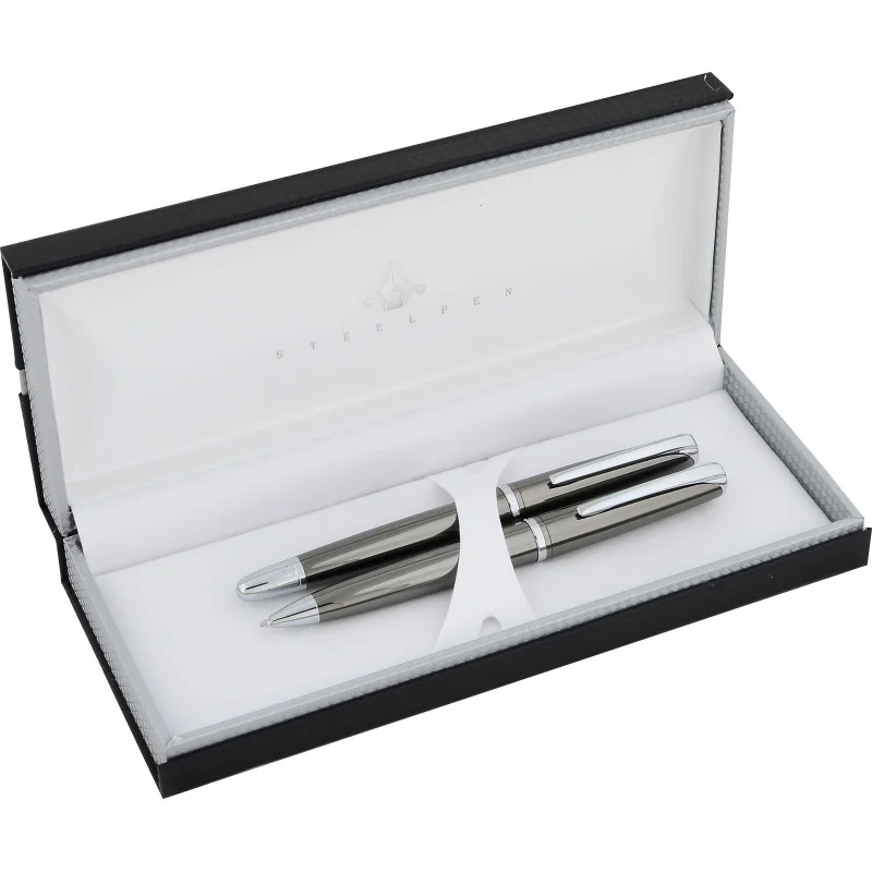 STEELPEN DOLMA KALEM+TÜKENMEZ KALEM SET SATURN SERİSİ TITANIUM 2358