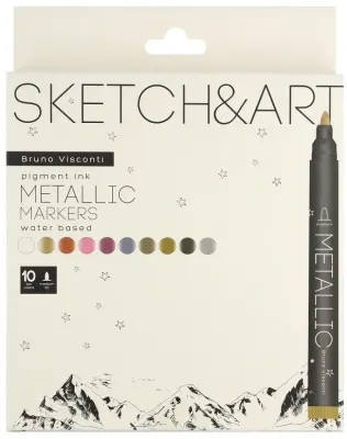 BRUNO VISCONTI METALİK MARKER SKETCH &amp; ART 10 RENK 22-0097