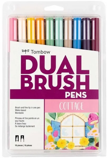 TOMBOW AB-T DUAL BRUSH PEN GRAFİK KALEMİ  SETİ 10 RENK COTTAGE (216) T-AB-T-10CCO