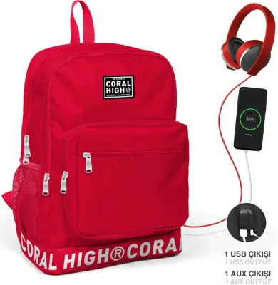 YAYGAN ÇANTA SIRT CORAL HIGH USB+AUX SOKETLİ 24103