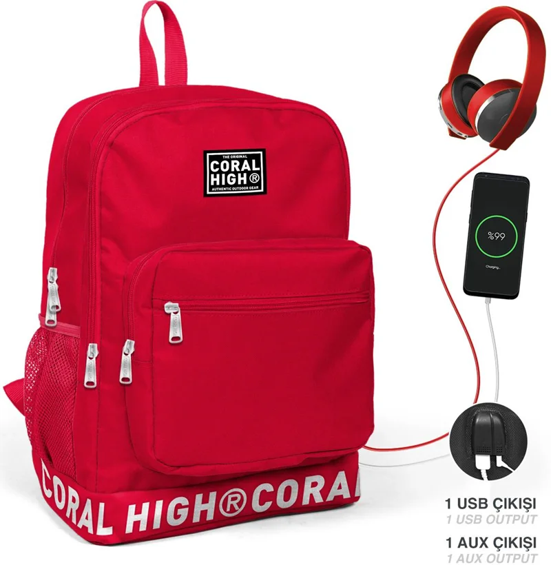 YAYGAN ÇANTA SIRT CORAL HIGH USB+AUX SOKETLİ 24103