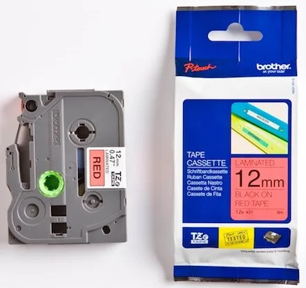 BROTHER PTOUCH ETİKET 12MM KIRMIZI-SİYAH TZ431