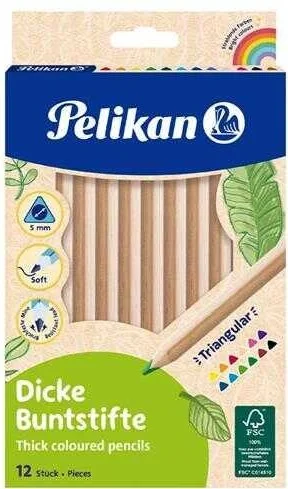 KESKİN PELİKAN KURU BOYA JUMBO AHŞAP GÖVDELİ 12 Lİ KUTU P-700047