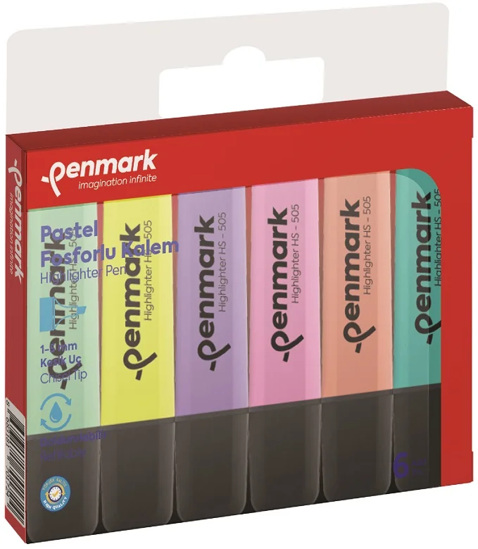 PENMARK FOSFORLU KALEM SET 6 LI PASTEL KARIŞIK RENK HS 505 6P