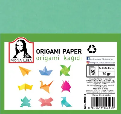 SÜDOR ORİGAMİ KAĞIDI MONALİSA 15x15 50 YP. MN10-3