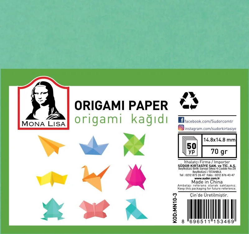 SÜDOR ORİGAMİ KAĞIDI MONALİSA 15x15 50 YP. MN10-3