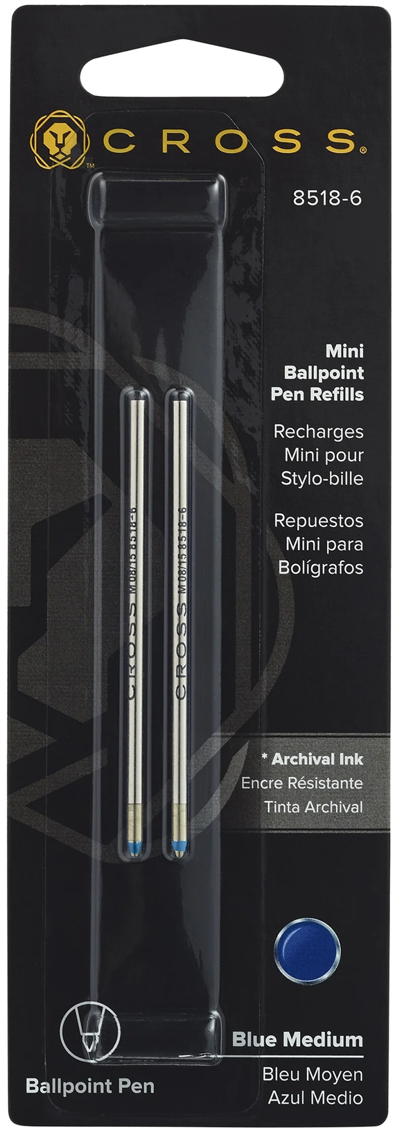 CROSS ROLLER KALEM  REFİLİ TECH3 MEDIUM 6 LI PAKET MAVİ 8518-6