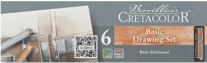 CRETACOLOR BASİC DRAWİNG SET TEMEL ÇİZİM KALEMLERİ 6'LI METAL KUTU 40006