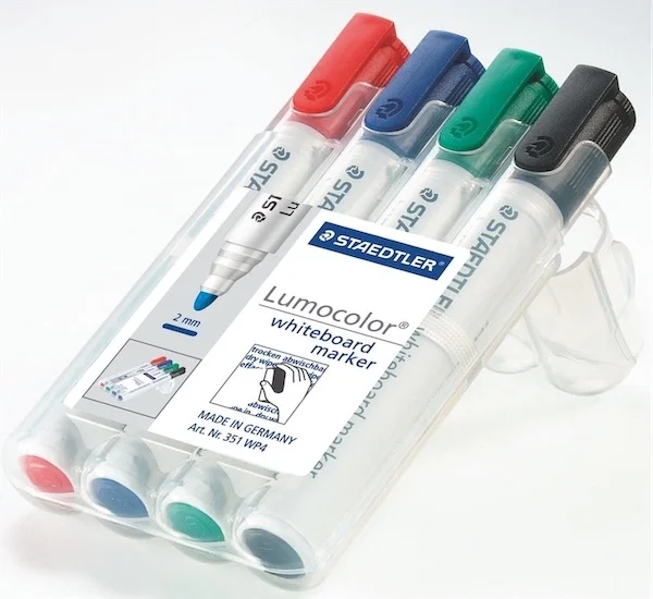 STAEDTLER BEYAZ TAHTA KALEMİ LUMOCOLOR YUVARLAK UÇ KARIŞIK RENK 4 LÜ SET 351 WP4