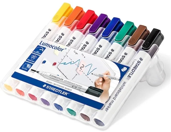 STAEDTLER BEYAZ TAHTA KALEMİ LUMOCOLOR YUVARLAK UÇ KARIŞIK RENK 8 Lİ SET 351 WP8