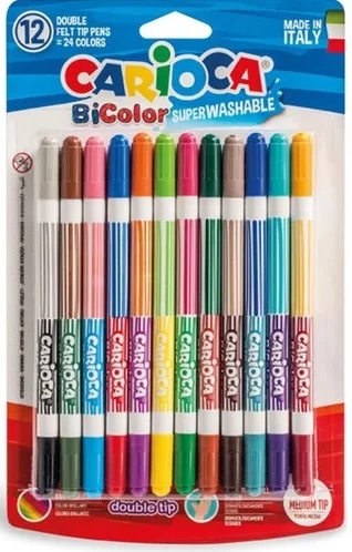 CARIOCA KEÇELİ BOYA ÇİFT UÇLU BİCOLOR 12 Lİ 24 RENK 42265