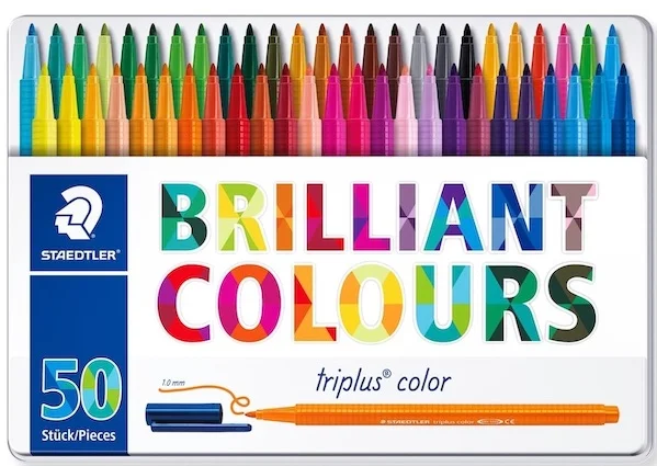 STAEDTLER KEÇELİ KALEM TRIPLUS COLOR 1.0 SET KARIŞIK RENK 50 Lİ METAL KUTU 323 M50