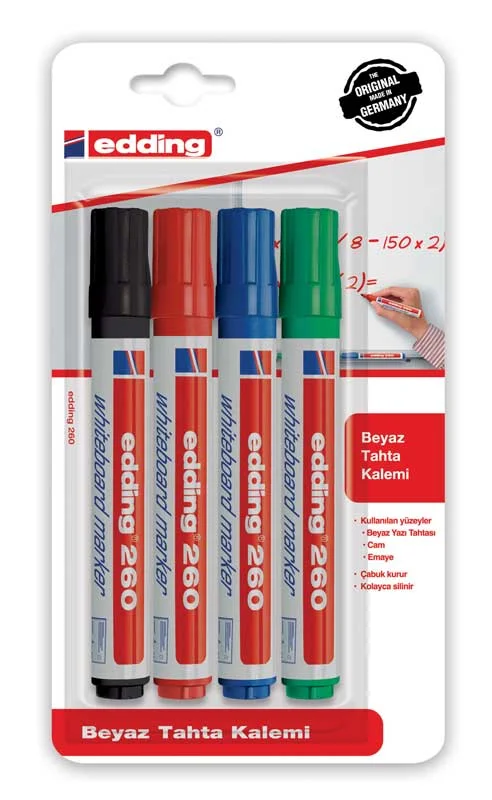 PASİF EDDING BEYAZ TAHTA KALEMİ E-260 4 LÜ BLISTER