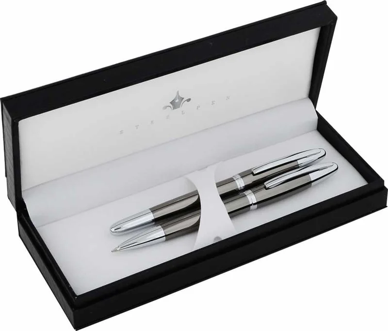 STEELPEN DOLMA KALEM+TÜKENMEZ KALEM SET VENÜS SERİSİ KROM TITANIUM 179