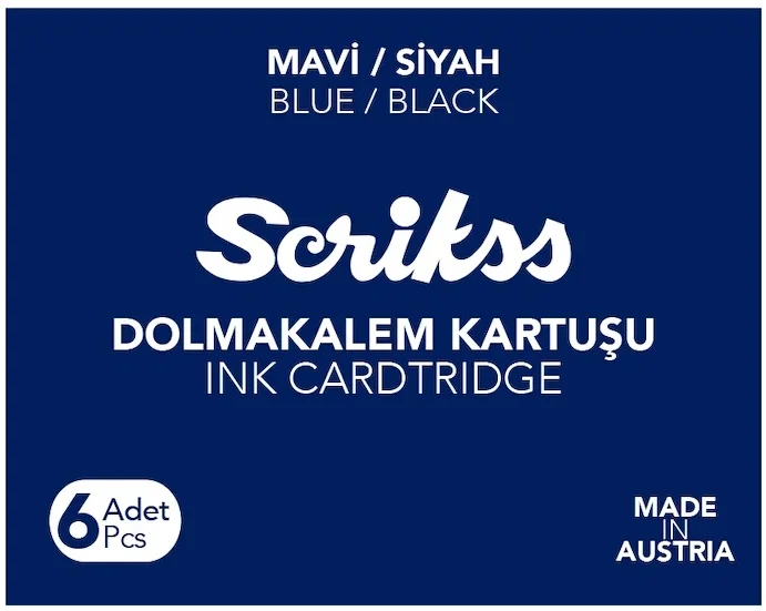 SCRIKSS DOLMA KALEM KARTUŞU 6 LI PAKET MAVİ-SİYAH