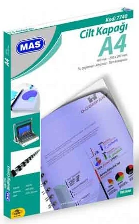 MAS CİLT KAPAĞI 7740 A4 160 MIC 100 LÜ TURUNCU