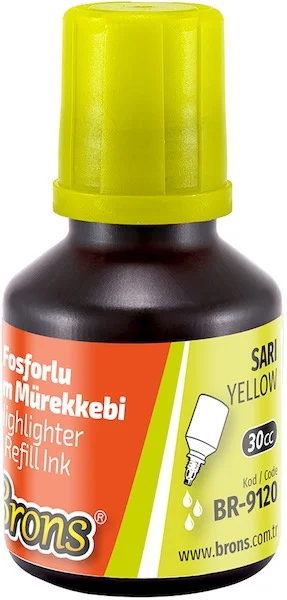 BRONS FOSFORLU KALEM MÜREKKEBİ SARI 30 CC BR-9120