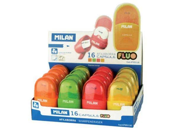 MİLAN KALEMTIRAŞ SİLGİLİ CAPSULE FLUO 16 LI 4705116