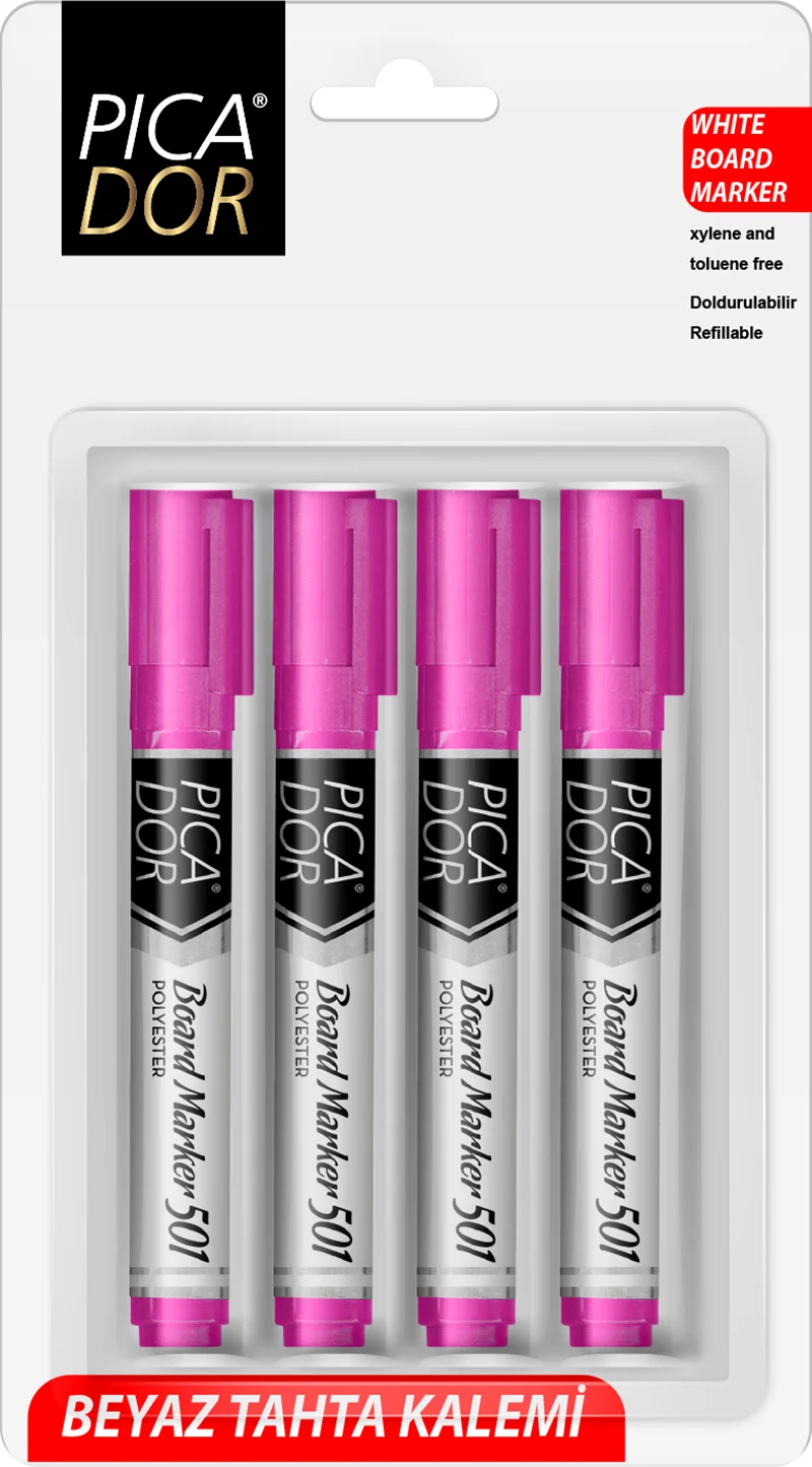 PICADOR BEYAZ TAHTA KALEMİ 501 4 LÜ BLS. PEMBE