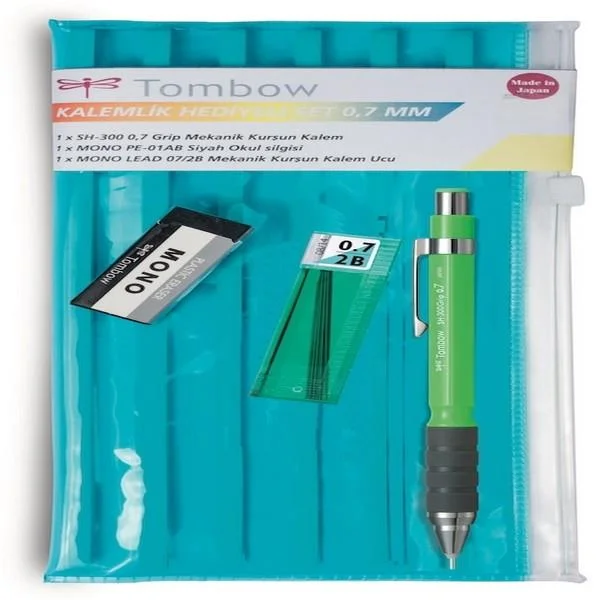 TOMBOW VERSATİL KALEM SH-300 GRIP OKUL SETİ KALEMLİKLİ 0.7 NEON YEŞİL T-SH-GR63 R7.K1