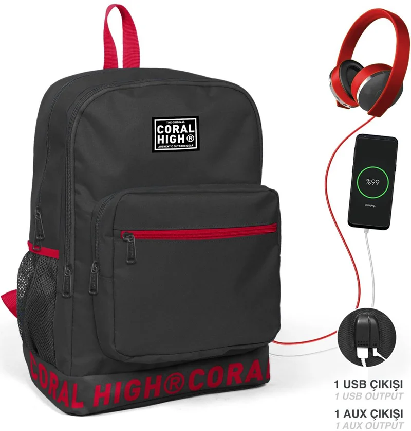 YAYGAN ÇANTA SIRT CORAL HIGH USB+AUX SOKETLİ 24105