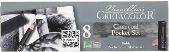 CRETACOLOR CHACOAL DRAWİNG SET KÖMÜR ÇİZİM SETİ 8 PARÇA METAL KUTU 46008