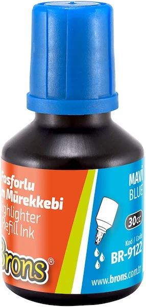 BRONS FOSFORLU KALEM  MÜREKKEBİ MAVİ 30 CC BR-9122