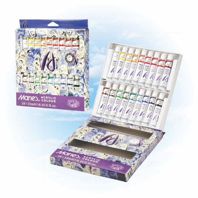 MARIES AKRİLİK BOYA SETİ 12 ML 18 Lİ 818C