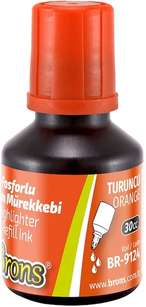 BRONS FOSFORLU KALEM  MÜREKKEBİ TURUNCU 30 CC BR-9124