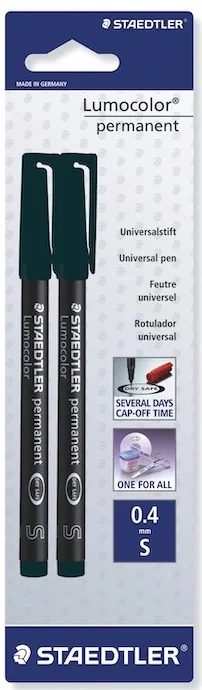 STAEDTLER ASETAT KALEMİ LUMOCOLOR S UÇ SİYAH 2 Lİ 313-9BK2DA
