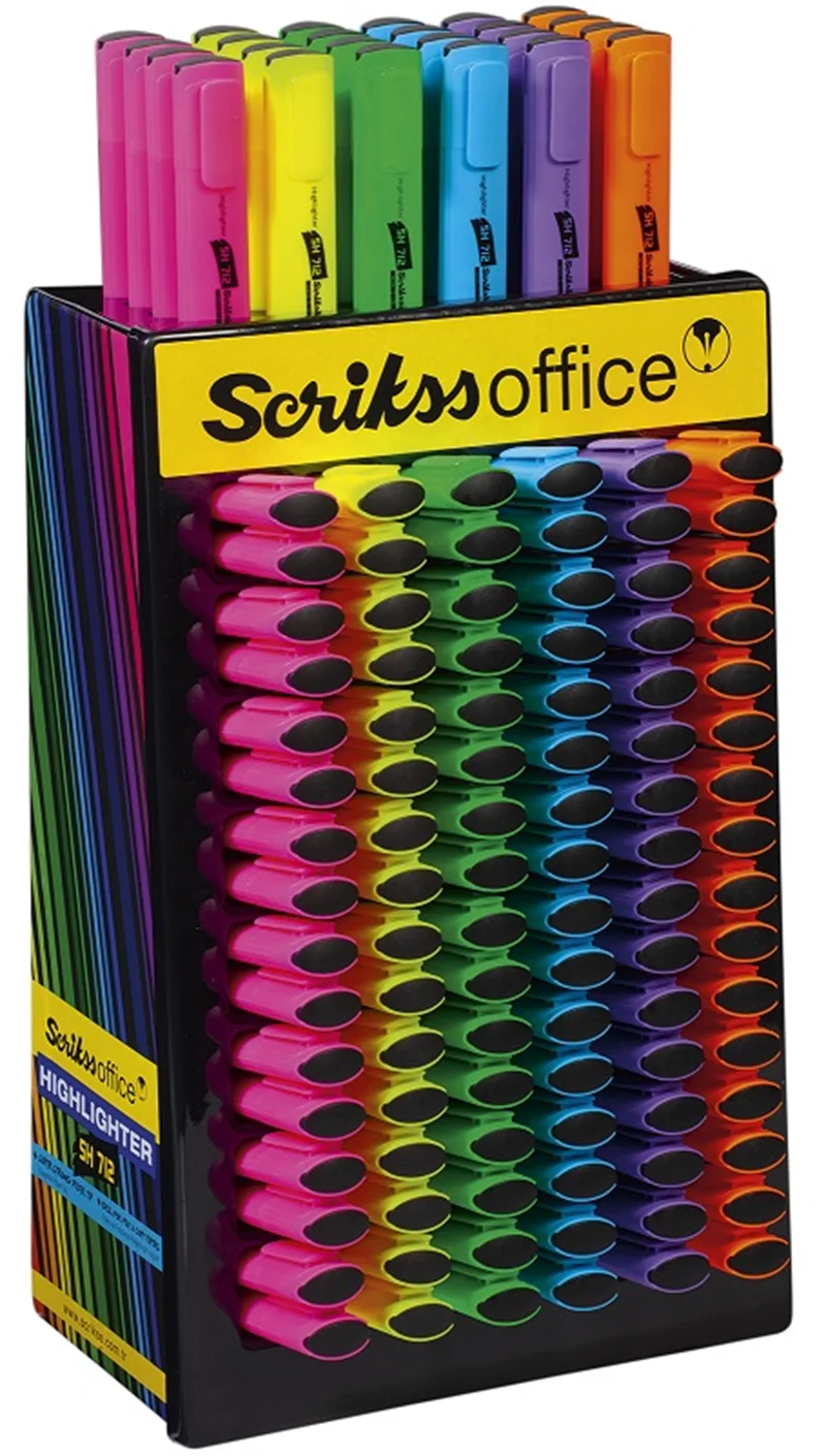 SCRIKSS OFFICE FOSFORLU KALEM SH712 360 LI STAND PASTEL RENKLER