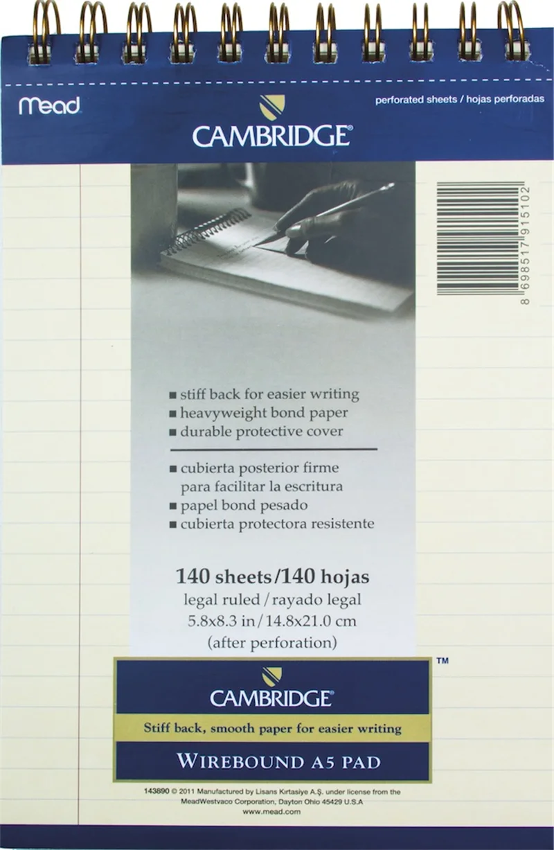 MEAD BLOKNOT CAMBRIDGE SPİRALLİ KARTON KAPAK A5 FİLDİŞİ 140 YP ÇİZGİLİ M-143890