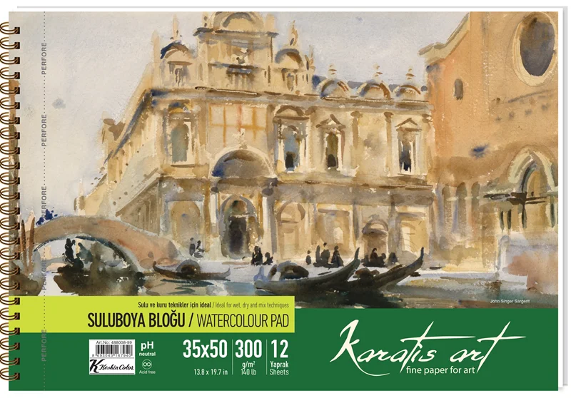 KESKİN SULUBOYA BLOK KARATİS ART 35x50 300 GR SPİRALLİ 12 YP. 488008