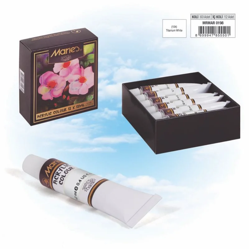 MARIES AKRİLİK BOYA 12 ML 104 TITANIUM WHITE