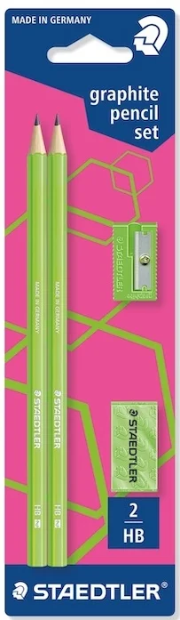 STAEDTLER KALEM SETİ HB NEON 2 KALEM + KALEMTIRAŞ + SİLGİ BLS. 180FSBK2P3
