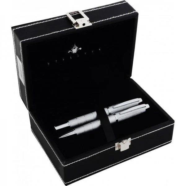 STEELPEN DOLMA KALEM+TÜKENMEZ KALEM SET WORLD SERİSİ MAT KROM 2722