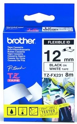 BROTHER PTOUCH ETİKET 12MM BEYAZ-SİYAH ESN.12TFX231