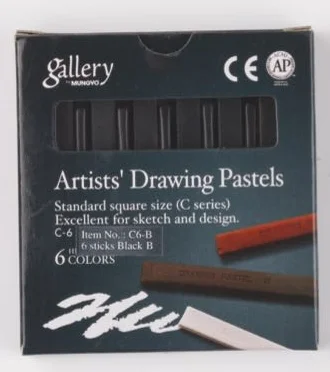 MUNGYO PASTEL ÇİZİM KÖMÜRÜ GALLERY CHARCOOL SİYAH 6 LI SINGLE COLOR C6S