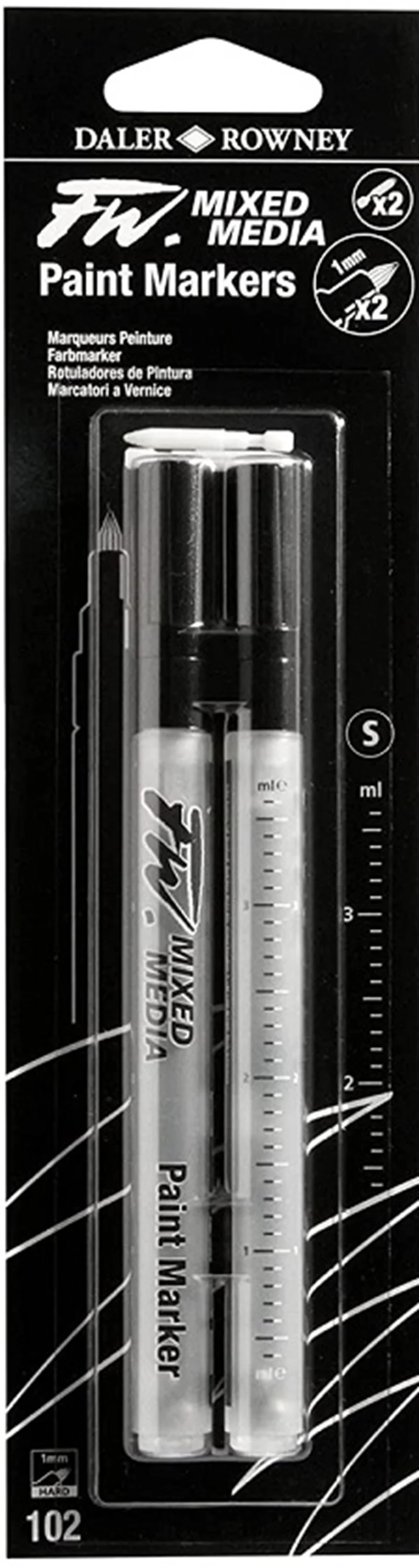 DALER ROWNEY PİSTOLE (LİKİT AKRİLİK) MARKER FW MARKER SET 2XSM 1 MM HARD POINT+NIBS 160320102