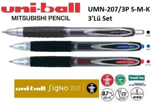 UNİ JEL KALEM SIGNO UMN-207 0.7 S-M-K 3 LÜ