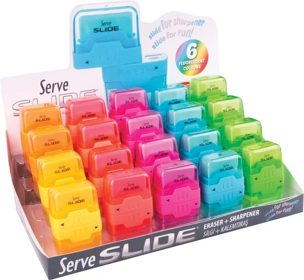 SERVE SİLGİLİ KALEMTIRAŞ SLIDE STAND 20 Lİ PET SV-SLIDE20DP
